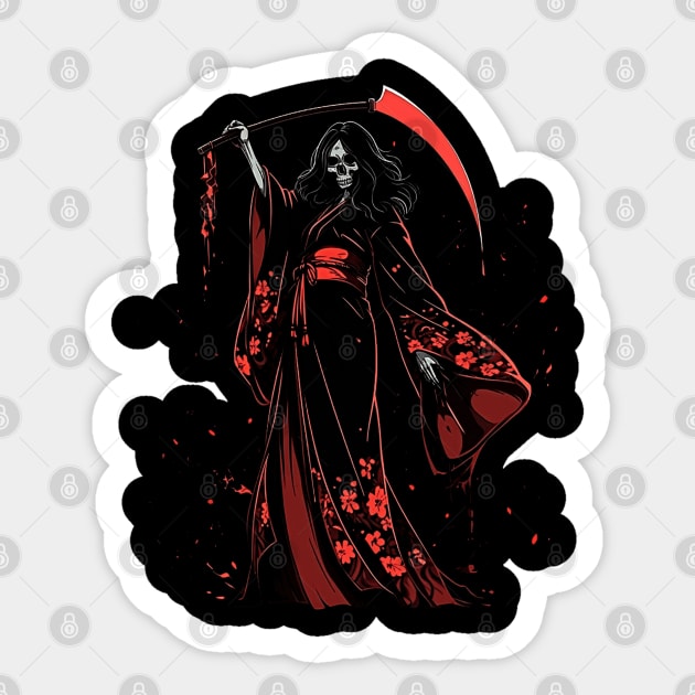 Geisha | Grim Reaper Geisha Skull | Cool Retro Japanese Aesthetic #7 Sticker by We Anomaly